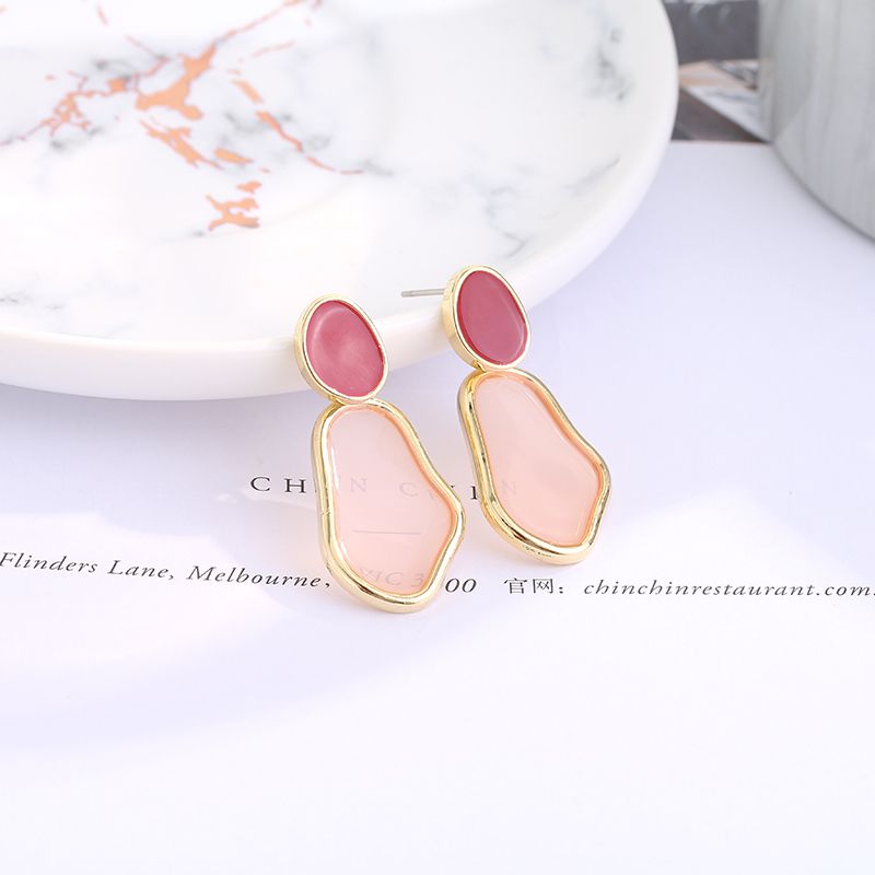 Pink Geometry Dangle Earrings