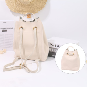 Simple Casual Style PU Handbag Backpack (Light Apricot)