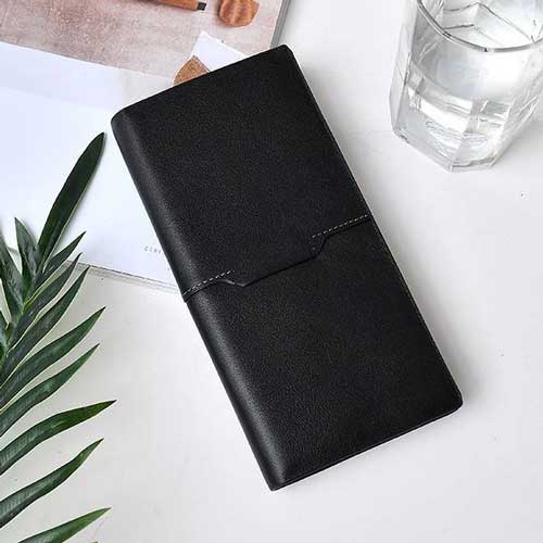 Stitching Leather Long Wallet for Men