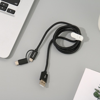 Stylish Braided Jacket 2-in-1 Sync Charging Cable for Android&Type-C (Black)