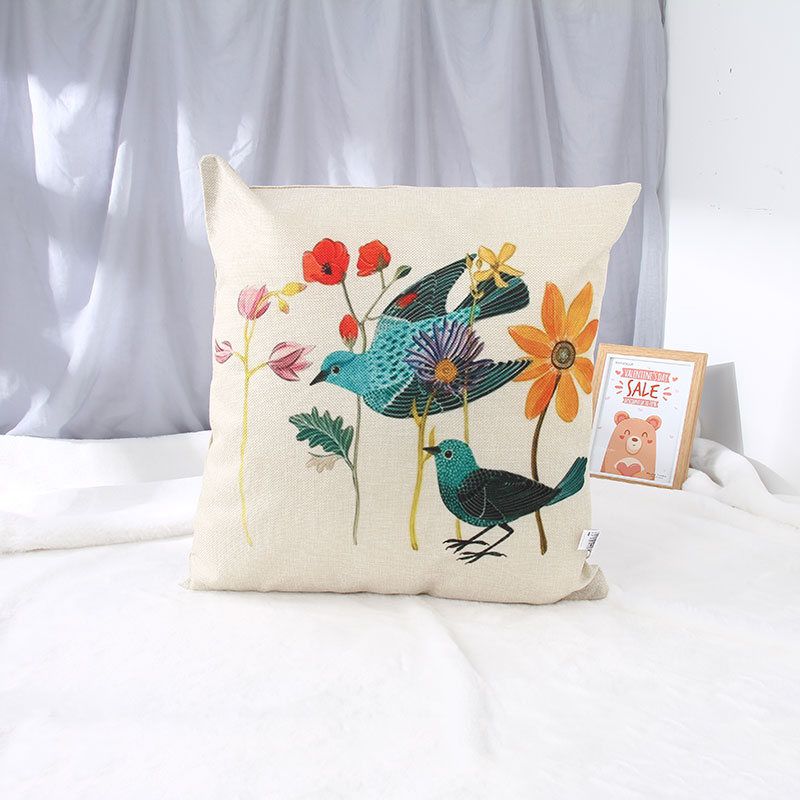 Cotton Linen Throw Pillow (Blossoms&amp;Affection)