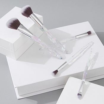 [XVHBMT00757] Crystal Diamond Cut Series Makeup Brush (5 Count)(Clear Silver)