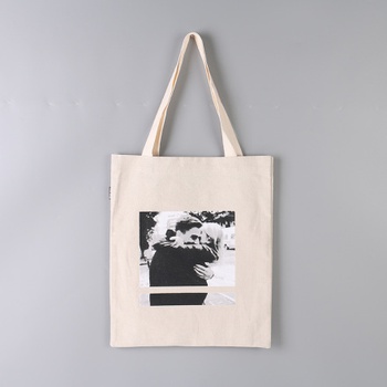 [XVBSP00009] European Style Black&White Canvas Tote Bag (Creamy White)