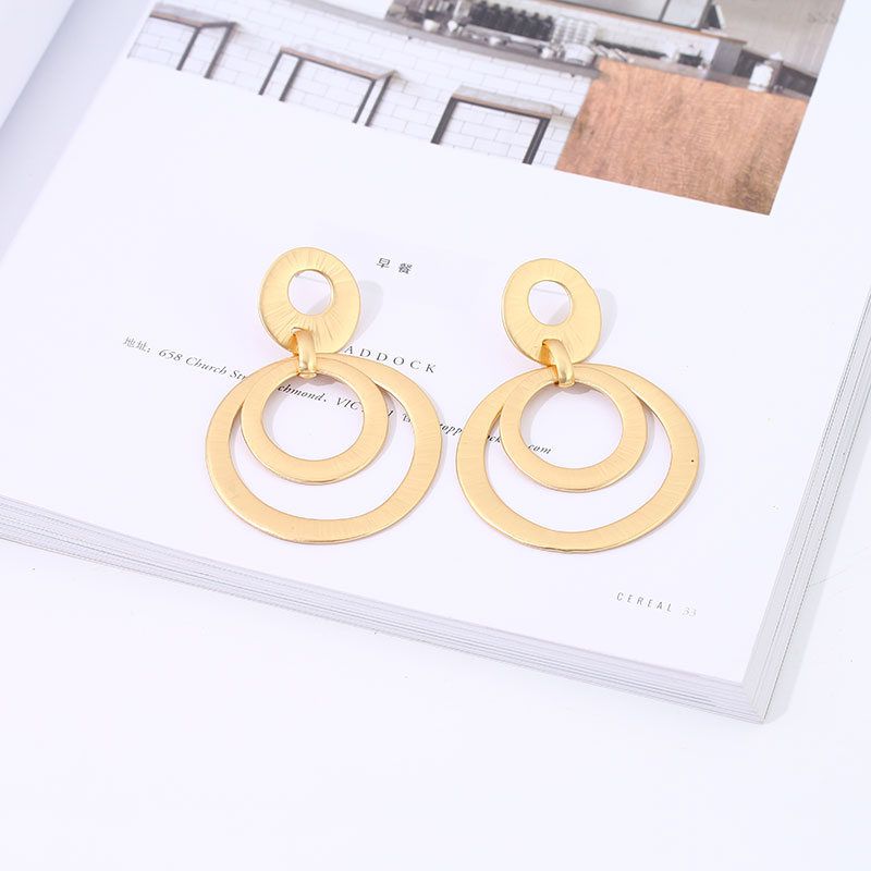 European Style Golden Hoops Dangle Earrings