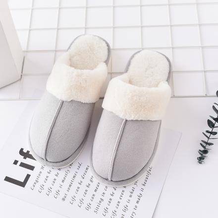 Fluffy Closed Toe Slipper for Men-Gray(43/44)