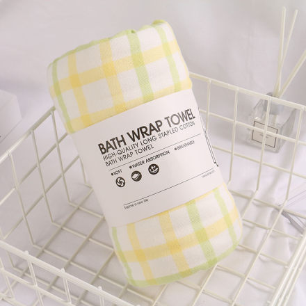 Girl Embroidery Stitching Bath Wrap Towel (Yellow)