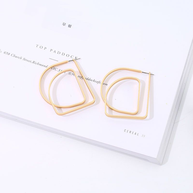 Golden Metal Geometry Element Earrings