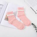 Lovely Wavy Turn-Cuff Socks for Children (2 Pairs)(Pink)(7-9Y)