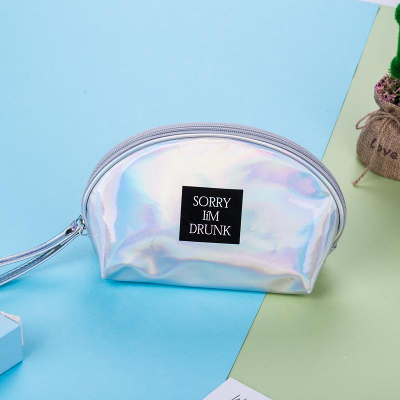Trendy Shiny Semicircle Makeup Bag (Silver)
