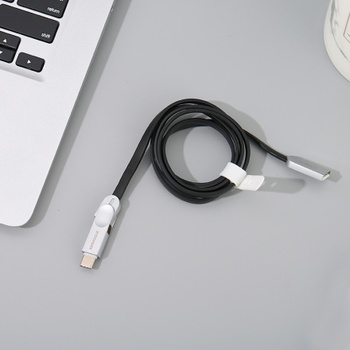 Zinc Alloy 2-in-1 Sync Charging Cable for Android&Type-C (Black)