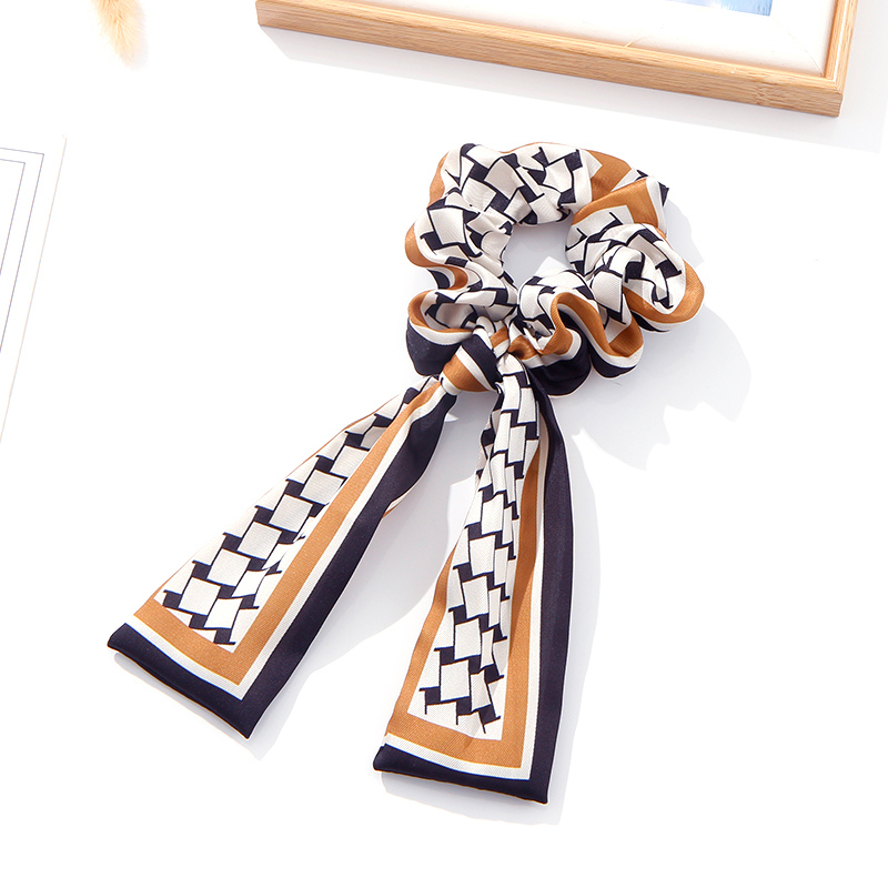 French Retro Black Checks Ribbon Hair Tie