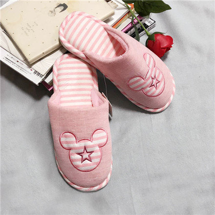 &quot;Happy Family&quot; Striped Closed Toe Slippers for Women(Pink)(40-41)