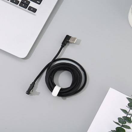 2M Angled Connectors Braided Jacket Sync Charging Cable for Android (Black)