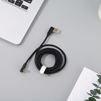 [XVDPCD00265] 2M Angled Connectors Braided Jacket Sync Charging Cable for Android (Black)