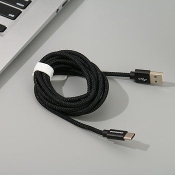 [XVDPCD00266] 2M Braided Jacket Sync Charging Cable for Android (Black)