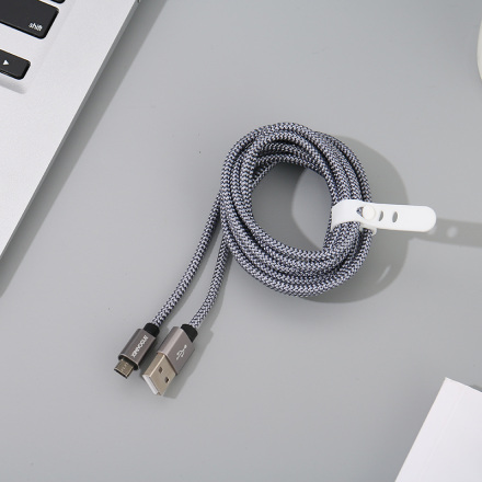2M Braided Jacket Sync Charging Cable for Android (Gray)