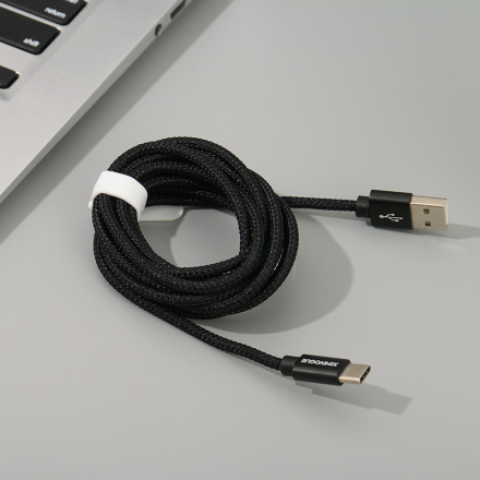 2M Braided Jacket Sync Charging Cable for Type-C (Black)