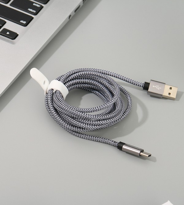 2M Braided Jacket Sync Charging Cable for Type-C (Gray)