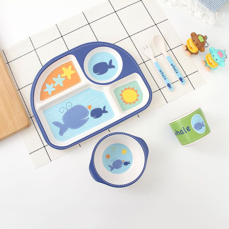 5-in-1 Bamboo Fibre Tableware Set 002-Whale