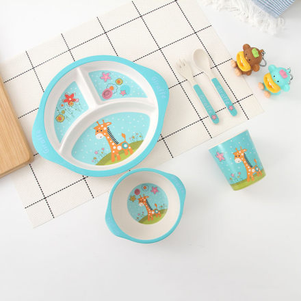 5-in-1 Bamboo Fibre Tableware Set 008-Giraffe