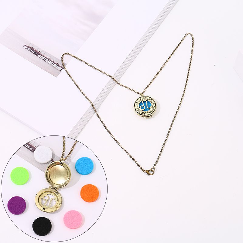 Aromatherapy necklace with 7 color cotton zodiac (Leo)