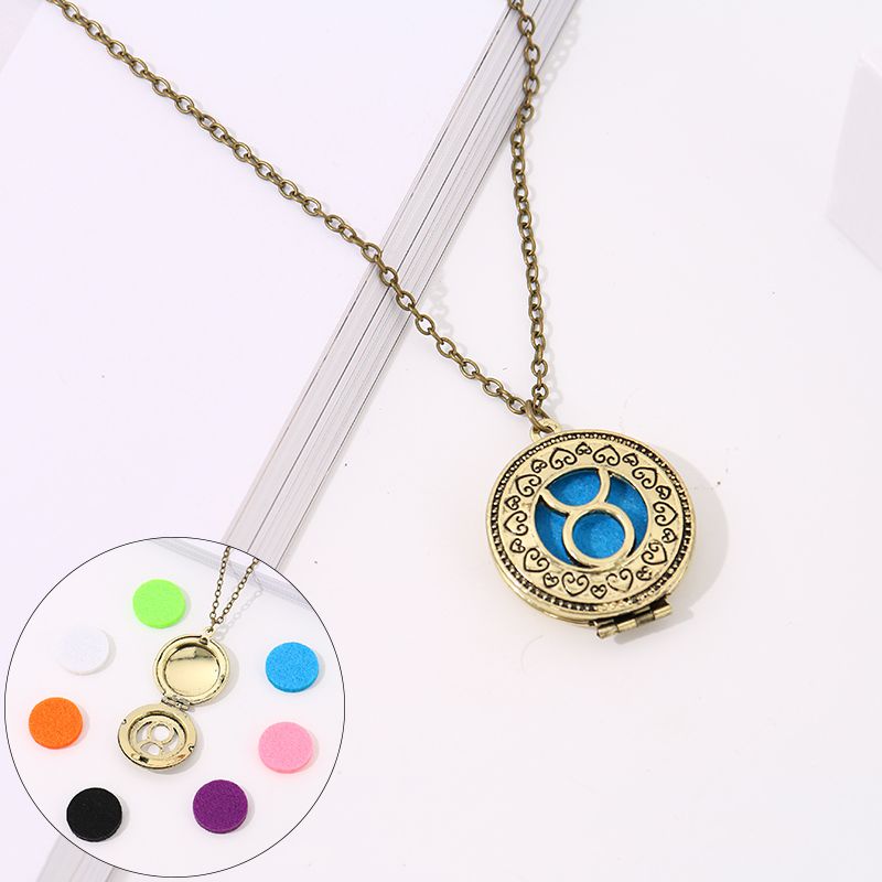Aromatherapy necklace with 7-color cotton zodiac (Taurus)