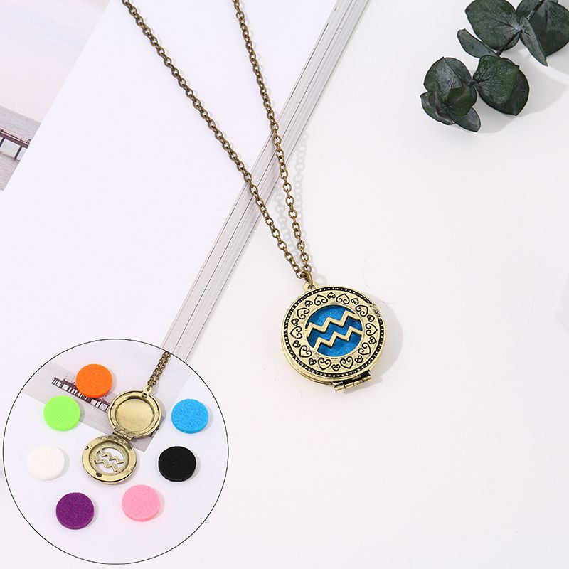 Aromatherapy necklace with 7-color cotton zodiac models (Aquarius)
