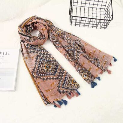 Bohemian Style Thin Scarf (Grayish Pink)