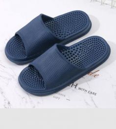 Massaging Dots Comfortable Shower Slippers for Men (Navy Blue)(42/43)