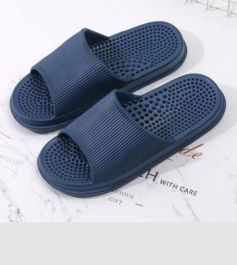 Massaging Dots Comfortable Shower Slippers for Men (Navy Blue)(44/45)