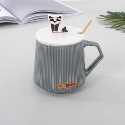 Nordic Style Cartoon Panda Mug (Light Gray)