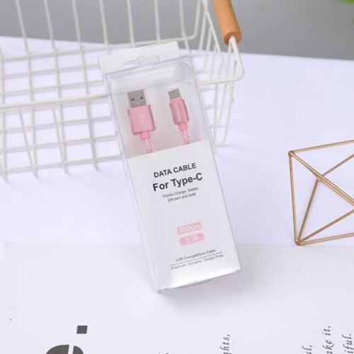 Nylon Braided 2M Type-C Sync Charging Cable (Rose Gold)