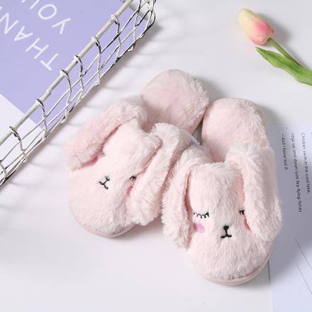 Rabbit Fluffy Slippers for Children-Pink(31/32)