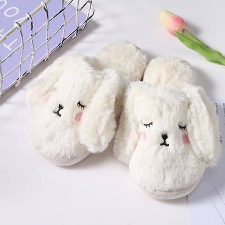 Rabbit Fluffy Slippers for Children-White(33/34)