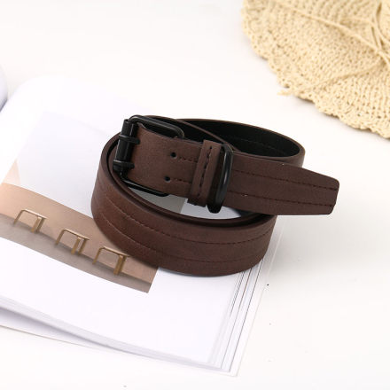 [XVSPB01509] Retro Style Double-Pin Buckle PU Belt for Men (Coffee)