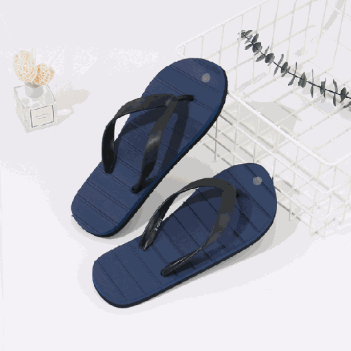 Simple Style Grooved Flip Flops for Men (Dark Blue)(40/41)