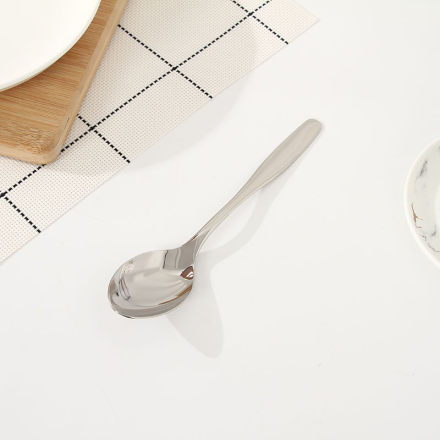 Simple Style Stainless Steel Spoon with Widened Handle