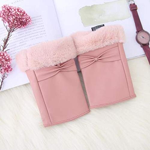 Simulation Bowknot Half Finger Gloves for Women-Pink