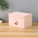 Small-Sized Cloth Striped Storage Container with Ring Handle (Pink)