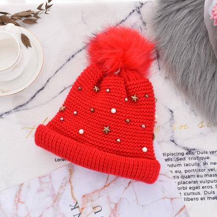 Star Knit Hat for Children(Red)