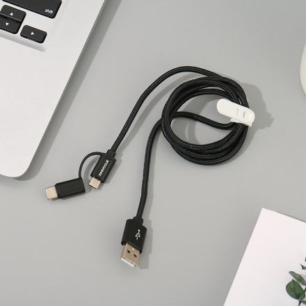 Stylish Braided Jacket 2-in-1 Sync Charging Cable for Android&amp;Type-C (Black)