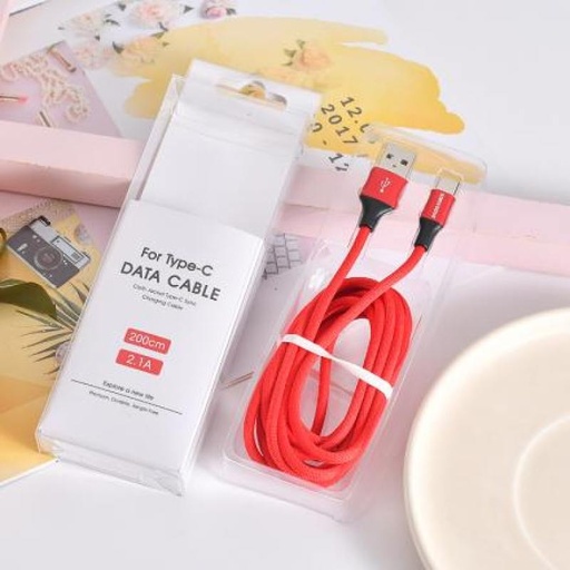 [XVDPCD00299] Cloth Jacket Type-C Sync Charging Cable (Red)
