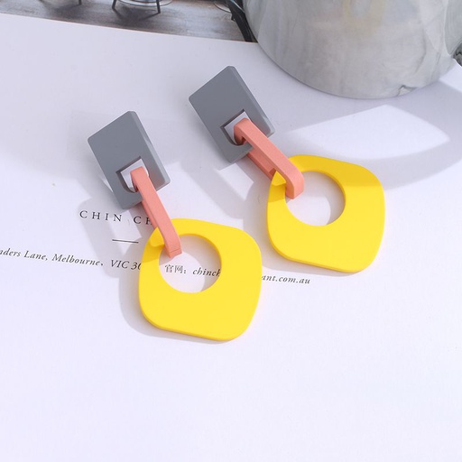 [XVFAJ00560] Colorful Geometry Dangle Earrings