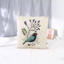 Cotton Linen Throw Pillow (Bird&Purple Flower)