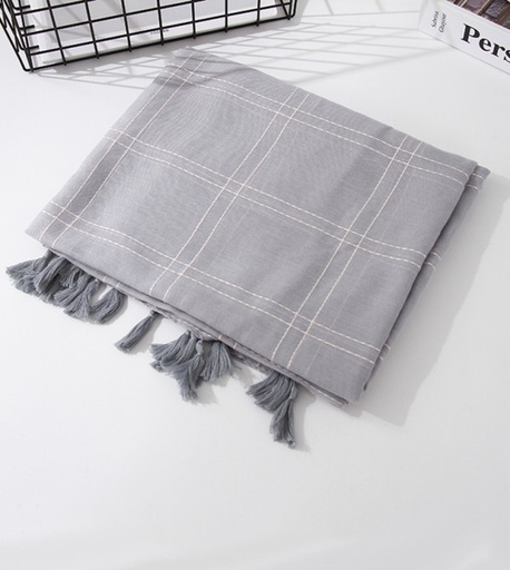 [XVSPS01767] Elegance Solid Color Plaid Thin Scarf (Gray)