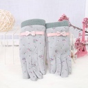 Floral Pattern Bowknot Gloves for Children-Green