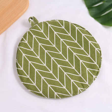 [XVHIKS01186] Geometry Pattern Round Pot Mat (Green)