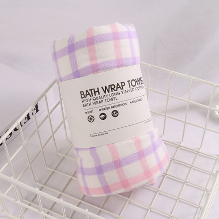 [XVHITP01024] Girl Embroidery Stitching Bath Wrap Towel (Pink)
