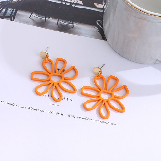 [XVFAJ00576] Hollowed-Out Orange Flower Earrings