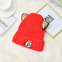 Interesting Cat Knit Hat for Children- red